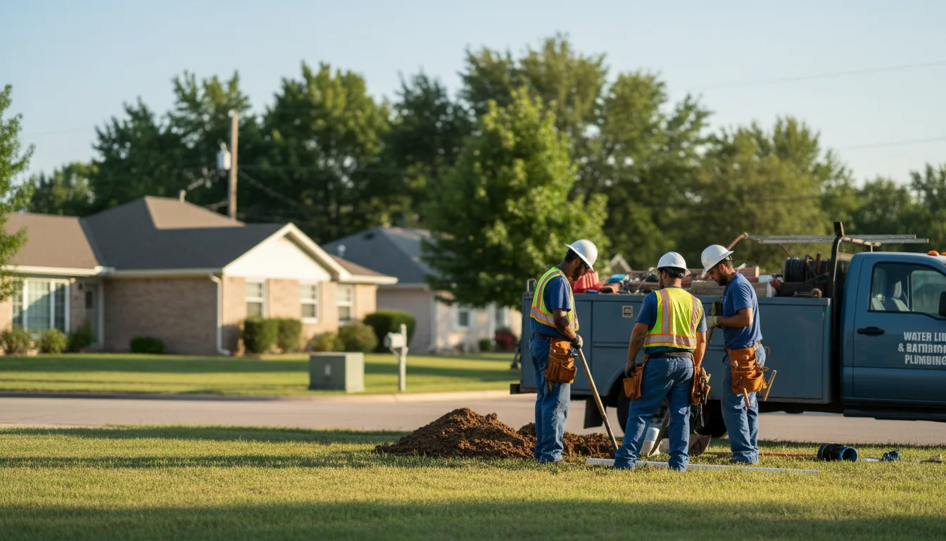 Residential water line and bathroom plumbing service in Manitou, OK